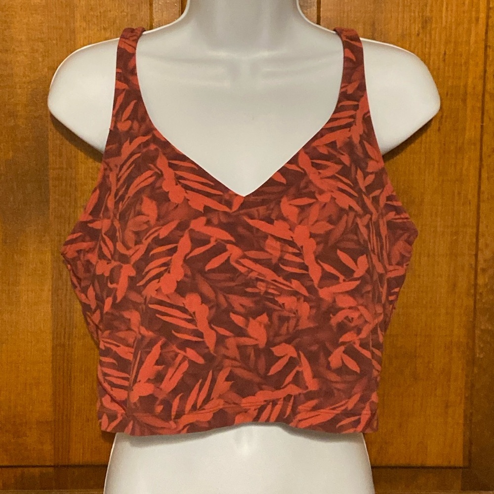Lululemon Align Cropped Tank Top Spray Leaf Fireside Red Multi Size 14